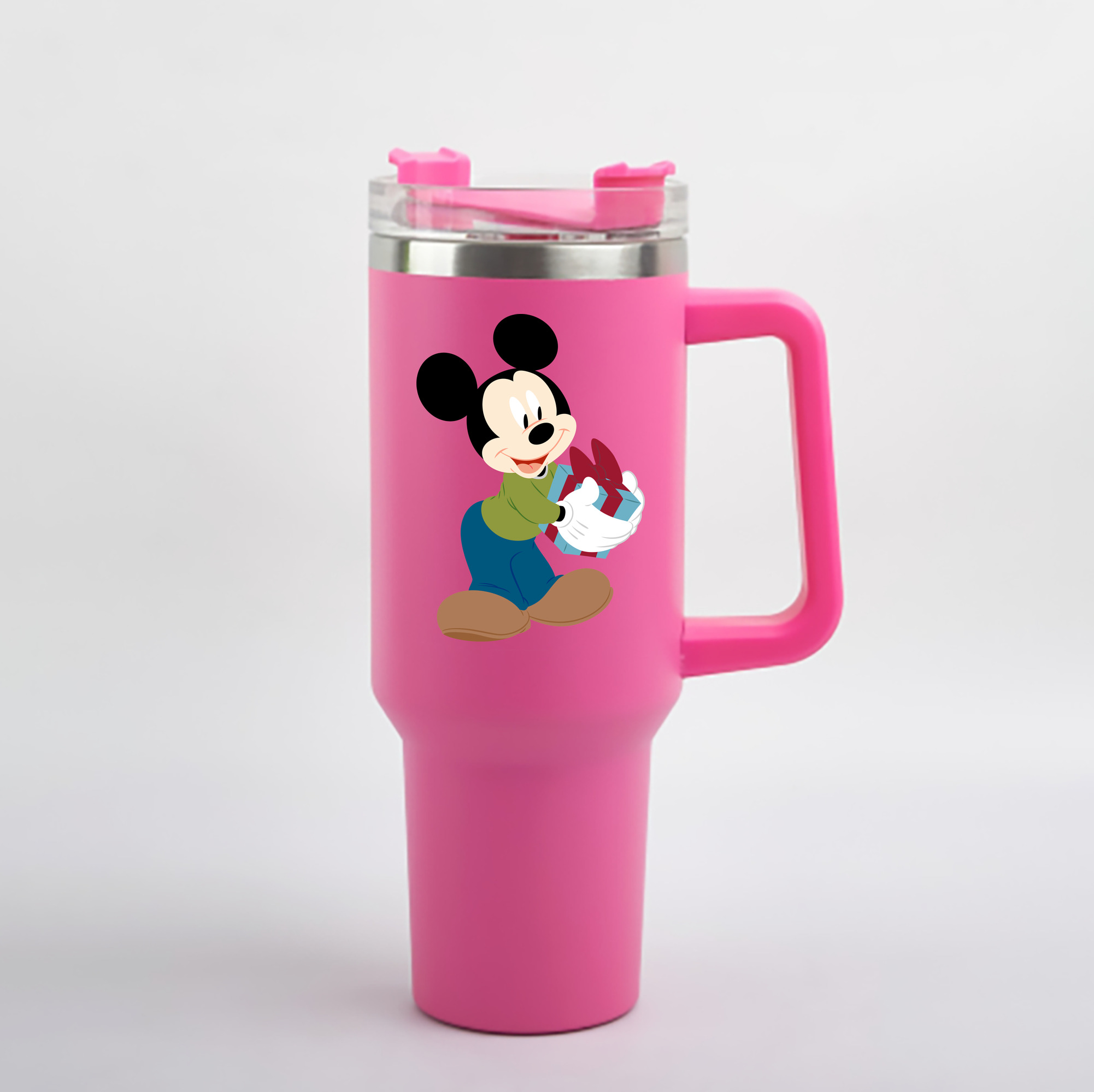 （画像用） ミッキーマウス Mickey Mouse 1200mL車用タンブラー - クリスタルステッカー（プラスチックストロー付き）